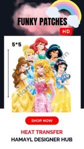 Funky patch 250-Royal Princesses Patch 5x5 Inches – Iron On Patches in Pakistan | Waterproof HD Heat Transfer for Girls Dresses
