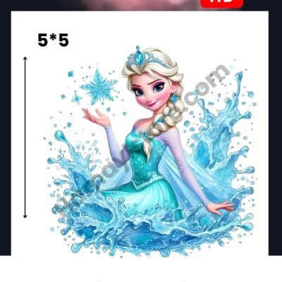 funcy patch 251-Ice Queen Splash Patch 5x5 Inches – Iron On Patches in Pakistan | Waterproof HD Heat Transfer for Girls Dresses