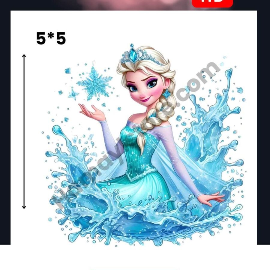 funcy patch 251-Ice Queen Splash Patch 5x5 Inches – Iron On Patches in Pakistan | Waterproof HD Heat Transfer for Girls Dresses