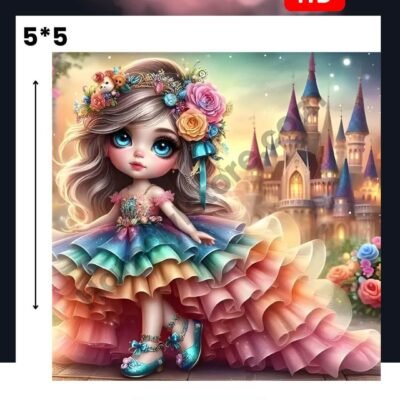 Funky patch 253-Royal Rainbow Princess Patch 5x5 Inches – Iron On Patches in Pakistan | Waterproof HD Heat Transfer for Girls Dresses