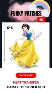 Funky Patch 265-Snow White Princess Patch 5x5 Inches – Iron On Patches in Pakistan | Waterproof HD Heat Transfer