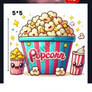 Cute Popcorn 5x5 Iron On Patches in Pakistan waterproof HD heat transfer for lawn cotton khaddar hoodies denim kids outfits