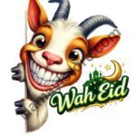 Funky patch 302-Wah Eid Funny Goat Patch 5 Inch – HD Heat Transfer for Eid ul Adha Shirts Pakistan