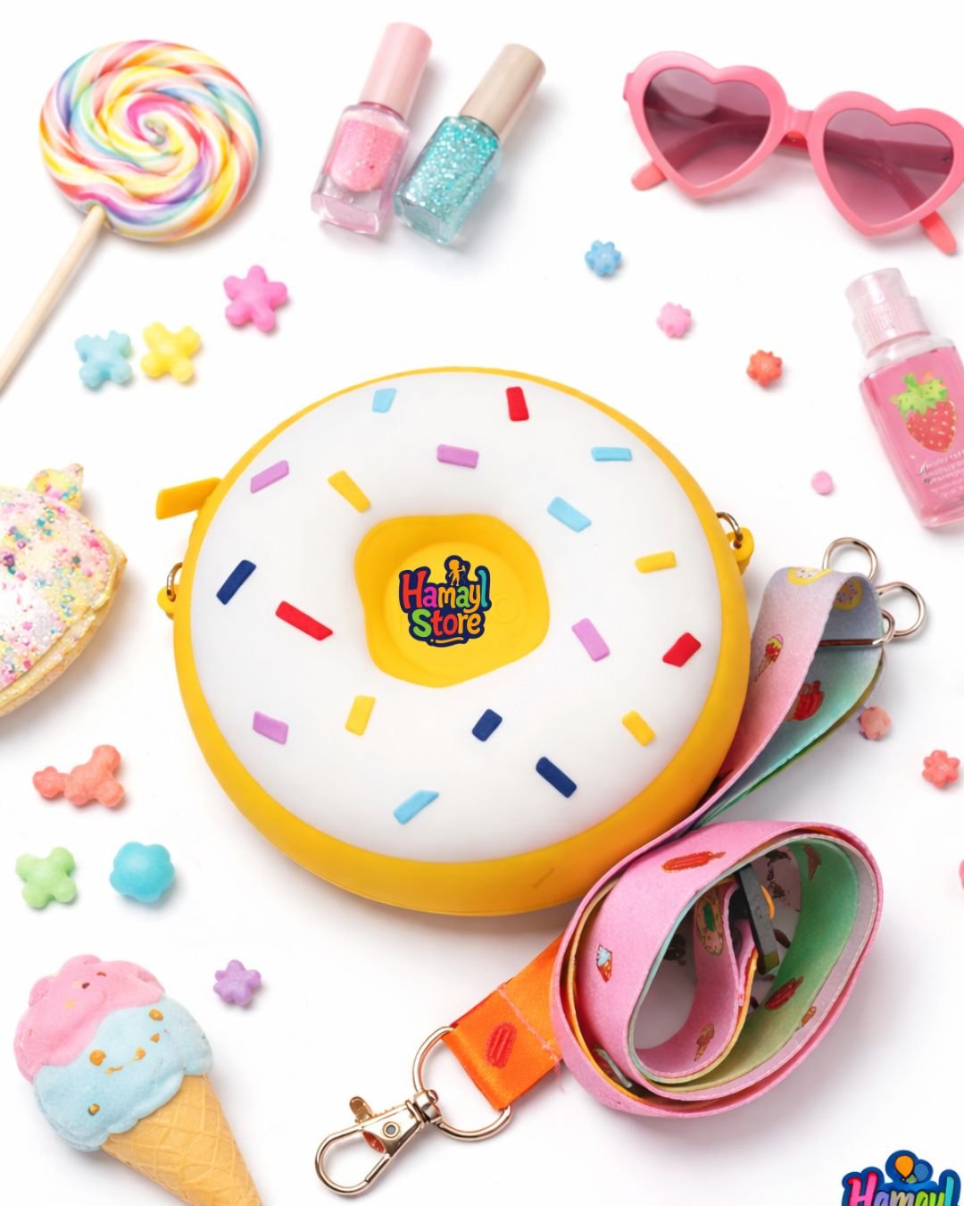 3 Yellow Donut Silicone Crossbody Bag – Kids Collection 2026