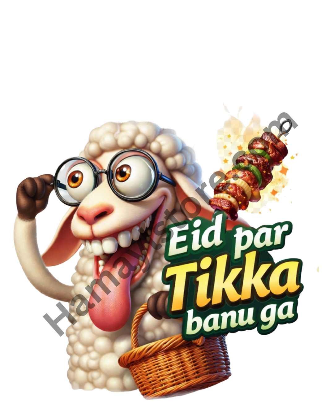 Eid Par Tikka Banu Ga Funny – Eid-ul-Azha iron-on patch, 5x5 inches