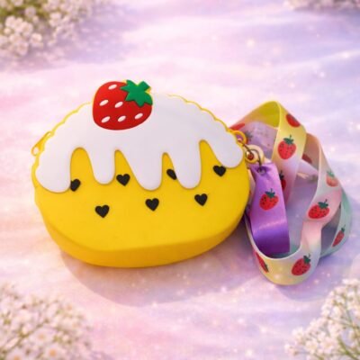 🍰Yellow Strawberry Cream Cake Silicone Crossbody Bag – Kids Collection 2026