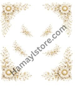 Funky Patch 295 Floral Corner Patch Set 5x5 – 4 Corner & Mini Flower Motifs Heat Transfer Pakistan (HD Iron On)