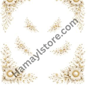 floral corner patch set 5x5 with mini flower motifs heat transfer Pakistan