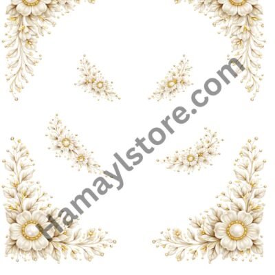 Funky Patch 295 Floral Corner Patch Set 5x5 – 4 Corner & Mini Flower Motifs Heat Transfer Pakistan (HD Iron On)