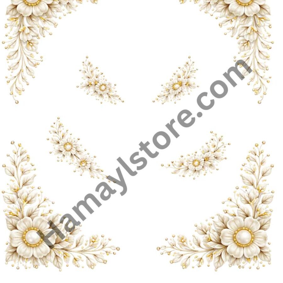 Funky Patch 295 Floral Corner Patch Set 5x5 – 4 Corner & Mini Flower Motifs Heat Transfer Pakistan (HD Iron On)