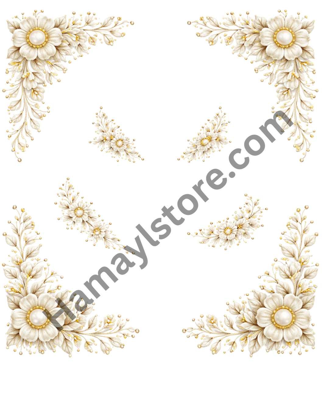 floral corner patch set 5x5 with mini flower motifs heat transfer Pakistan