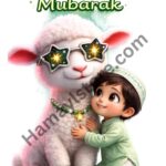 Funky patch 307- Eid ul Adha Cute Boy & Sheep Patch – 5x5 Inch