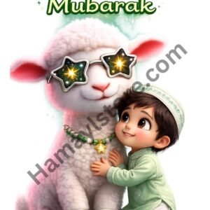 Funky patch 307- Eid ul Adha Cute Boy & Sheep Patch – 5x5 Inch