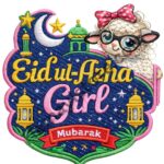 Funky patch 312-Eid ul Azha Girl Patch 3 Inch –Effect Cute Embroidered Heat Transfer Patch