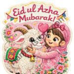 Funky patch 313-Eid ul Azha Mubarak Girl Patch 3 Inch –Effect Embroidered Heat Transfer Patch
