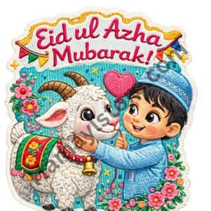 Funky patch 310-Eid ul Azha Mubarak Boy Patch 3 Inch – Cute Embroidered Heat Transfer Patch