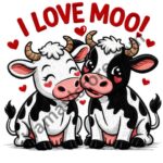 Funky patch 316-I Love Moo Cow Patch 3 Inch – Effect Cartoon Embroidered Heat Transfer Patch