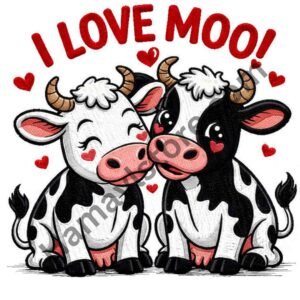Funky patch 312-I Love Moo Cow Patch 3 Inch – Cute Cartoon Embroidered Heat Transfer Patch