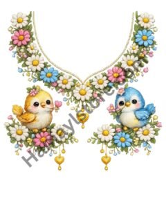 Funky patch 299-Cute Birds Floral Neckline Patch 10 Inch – HD Heat Transfer for Kids Dresses Pakistan
