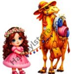 girl with camel patch 5 inch cute cartoon heat transfer patch pakistan