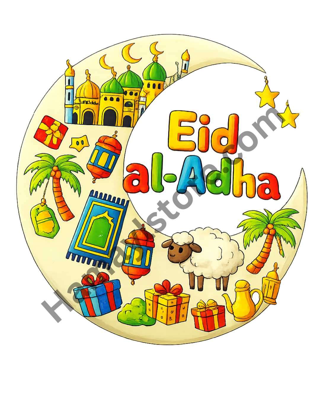eid al adha round patch 8 inch colorful eid mubarak heat transfer patch pakistan