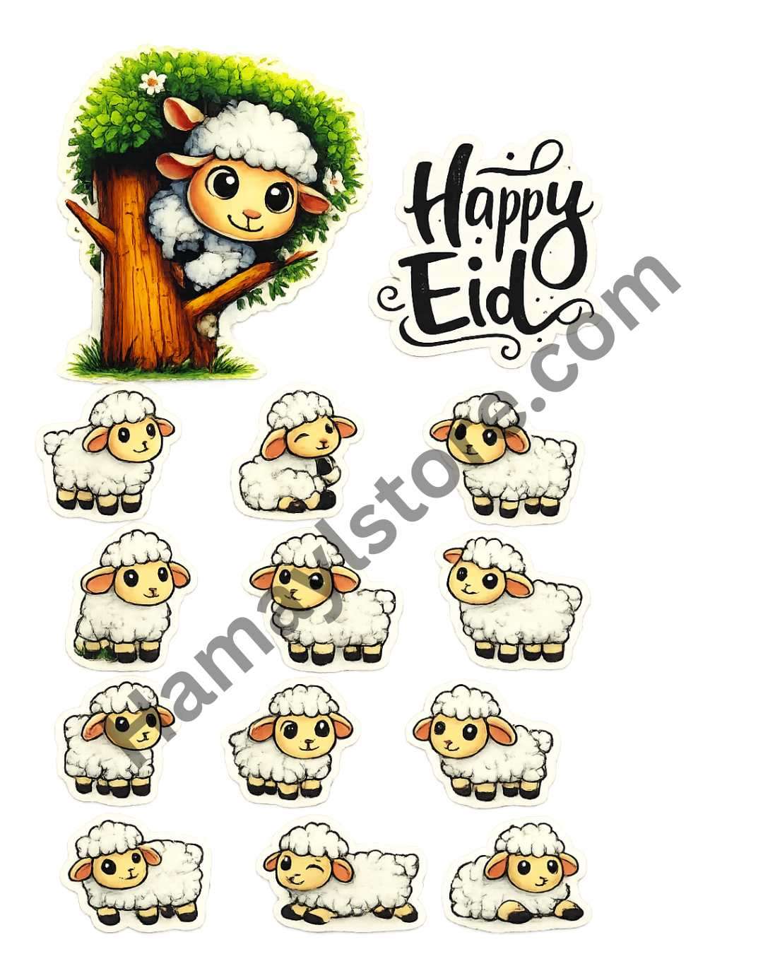 happy eid sheep patch set 7x4 inch cute lamb cartoon heat transfer patches pakistan