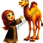 Funky Patch 335-Girl with Camel Patch 5 Inch – Cute Cartoon Heat Transfer Patch