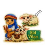 Funky Patch 336-Eid ul Adha Mubarak Boy with Goat Patch 3 Inch – Cute Cartoon Heat Transfer Patch