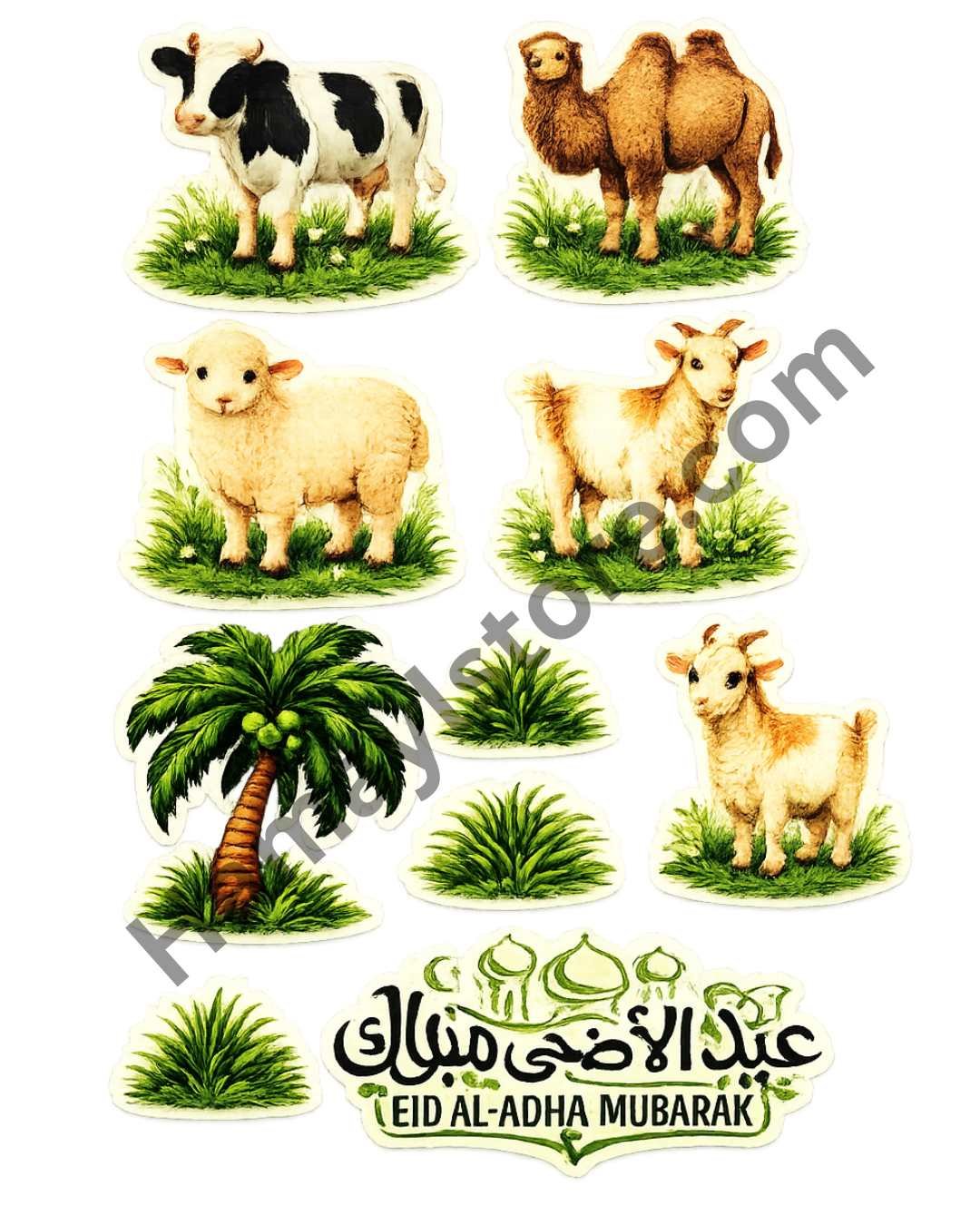 Eid ul Adha Animal Patch Set – Cow Goat Camel Sheep – Eid-ul-Azha iron-on patch, 7x4 inches