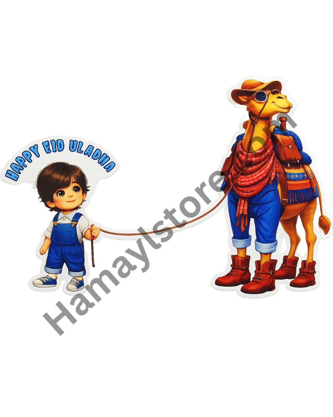 Happy Eid Ul Adha Boy with Camel Patch 5 Inch – Cute Cartoon – Eid-ul-Azha iron-on patch