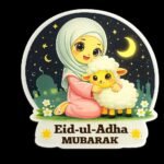 Funky Patch 344-Eid ul Adha Girl with Sheep Patch 5 Inch – Cute Islamic Cartoon Heat Transfer Patch
