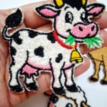 Cow-Embroidered Fur Texture Stick-On Patches – Premium Kids & Clothing Decor