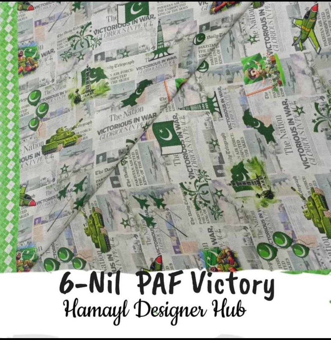 6-Nil PAF Victory – Azadi 14 August digital lawn print fabric, 45-inch width, unstitched