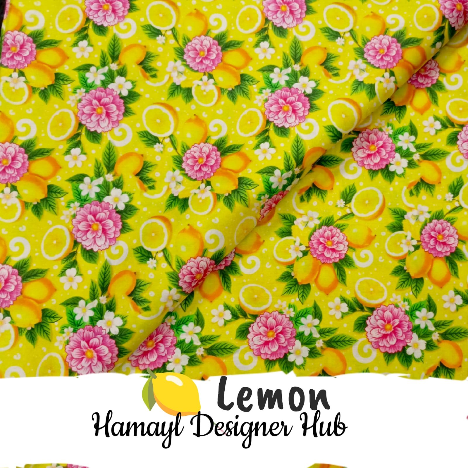 Lemon – digital printed lawn fabric, 45-inch width, unstitched