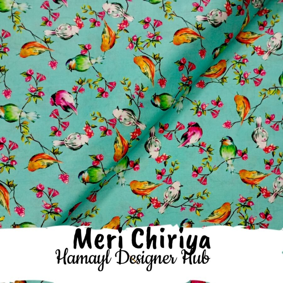 Meri Chiriya- Fabric -Funky Digital Lawn- Hamayl Designer Hub