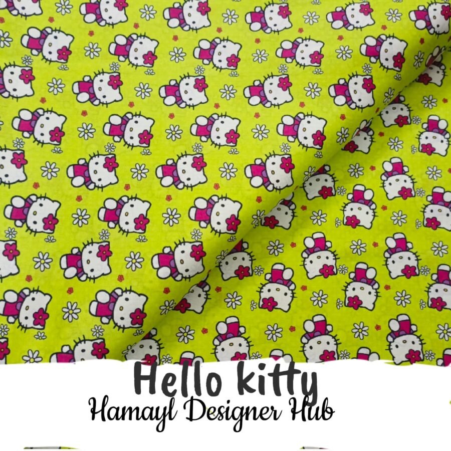 Hello Kitty- Fabric -Funky Digital Lawn- Hamayl Designer Hub