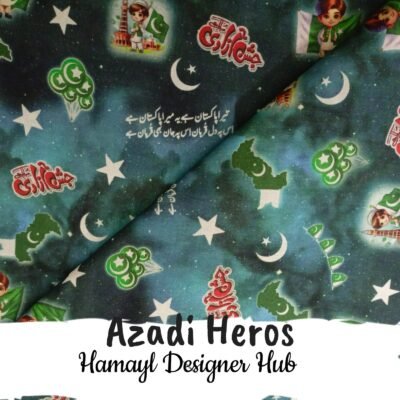 Azadi Heros- Fabric -Funky Digital Lawn- Hamayl Designer Hub