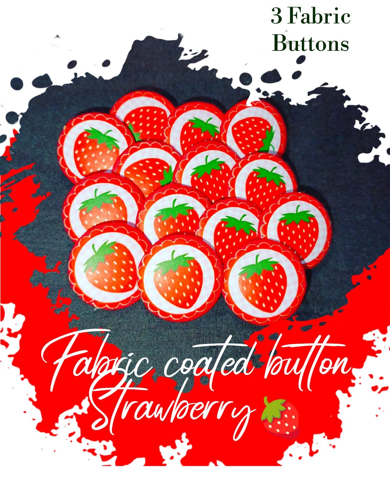 Strawberry Fabric Coated Buttons for Dresses – decorative buttons for kids dresses