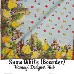 Snow White (Border) – Funky Digital Lawn Fabric-Hamayl Designer Hub