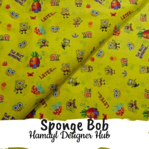 Sponge Bob Fabric, Kids Character Fabric, Cartoon Print Fabric, Kids Lawn Fabric, Digital Lawn Pakistan, Character Fabric Collection, Cartoon Theme Fabric, Kids Summer Fabric, Boys Cartoon Fabric, Girls Cartoon Fabric, Kids Dress Material, Unstitched Lawn Pakistan, Boutique Kids Fabric, Summer Lawn Collection 2026, Premium Digital Print, Hamayl Designer Hub, Character Print Lawn, Kids Fashion Fabric, Cartoon Fabric Pakistan, Kids Clothing Fabric