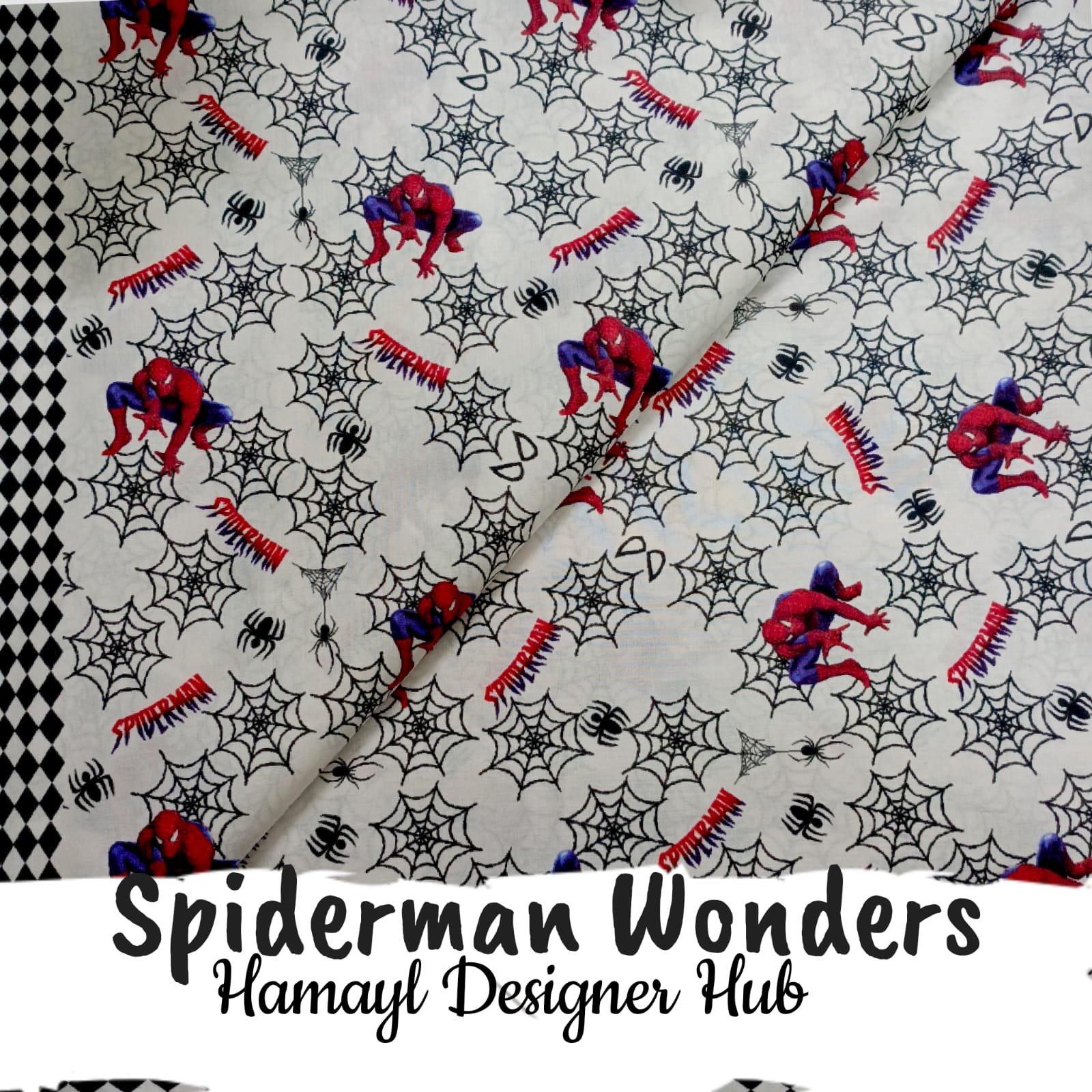 Spiderman Wonders Kids Fabric Cartoon Cotton Print for Boys Clothing and Crafts Pakistan