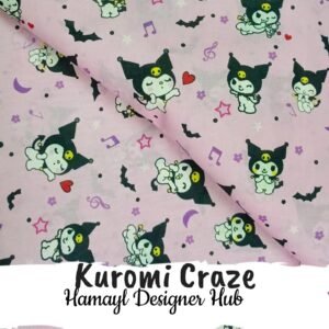 Kuromi Craze –Funky Patch Lawn Fabric-Hamayl Designer Hub