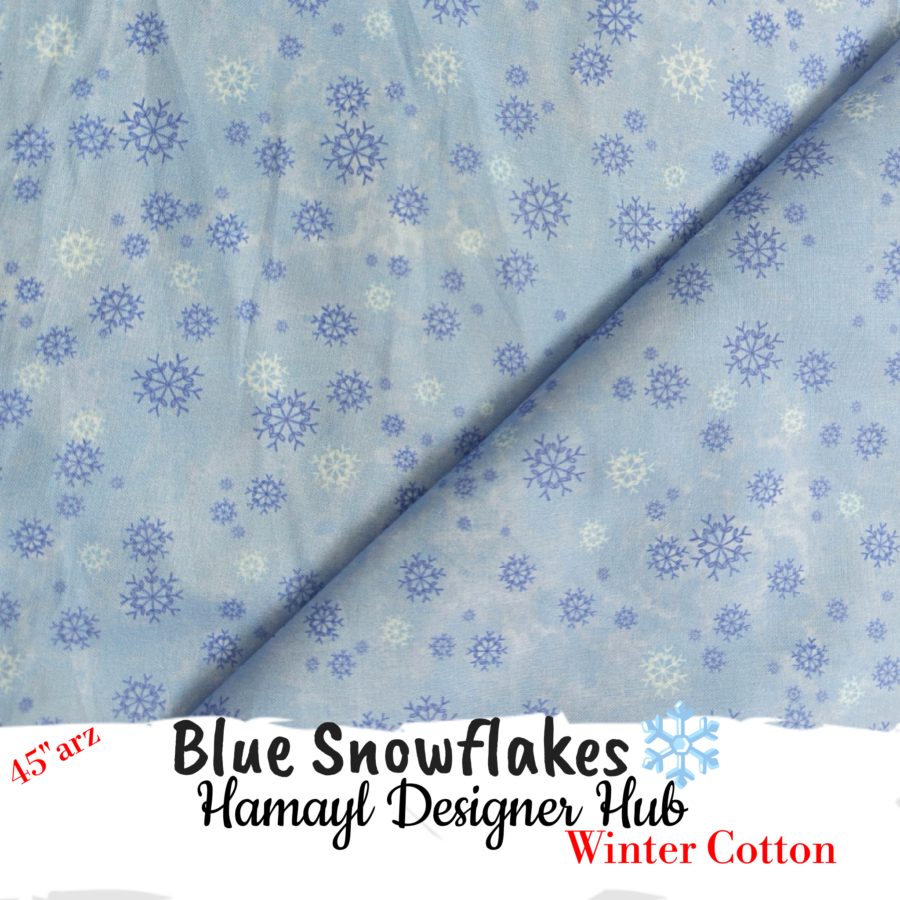 Blue Snowflake – 45'' Printed Winter Cotton Fabric — unstitched fabric