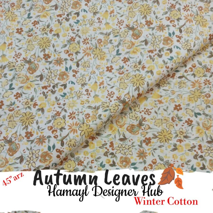 Autumn Leaves – 45 Inch Printed Winter Cotton Fabric — unstitched fabric