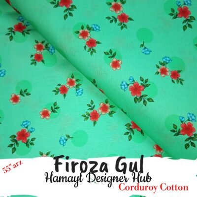 Firoza Gul  – 55 Inch Floral Printed Corduroy | Hamayl Designer Hub