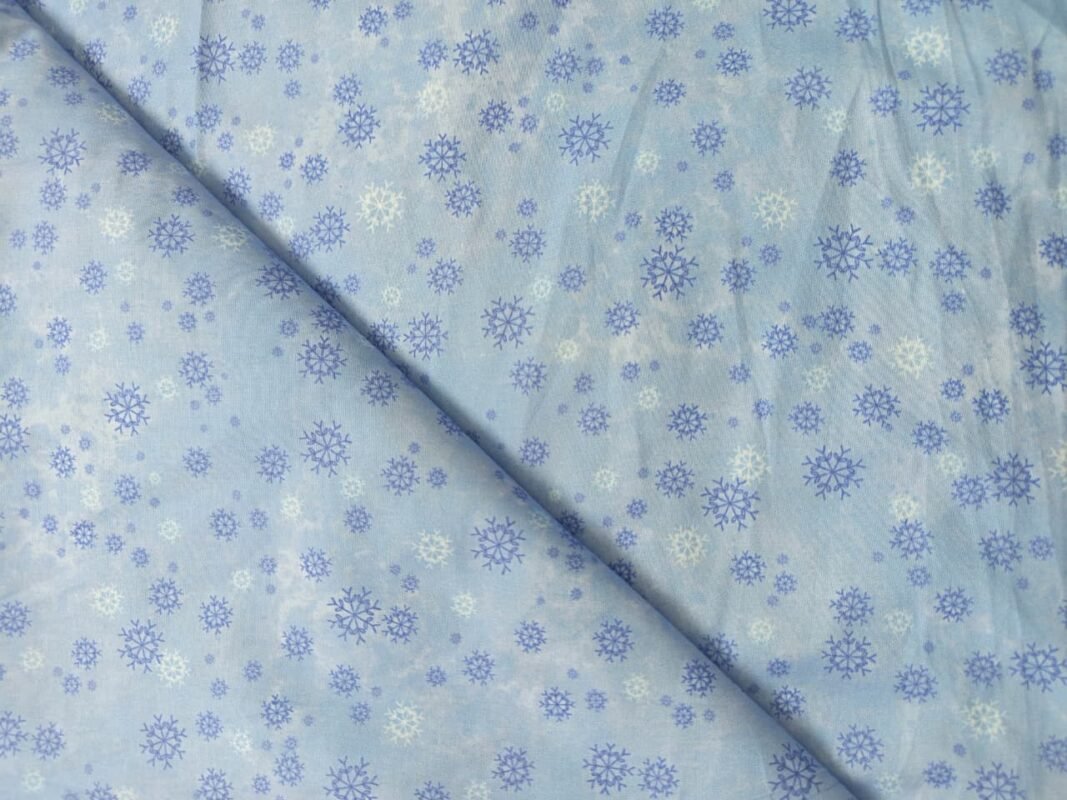 Blue Snowflake – 45 Inch Printed Winter Cotton Fabric — unstitched fabric
