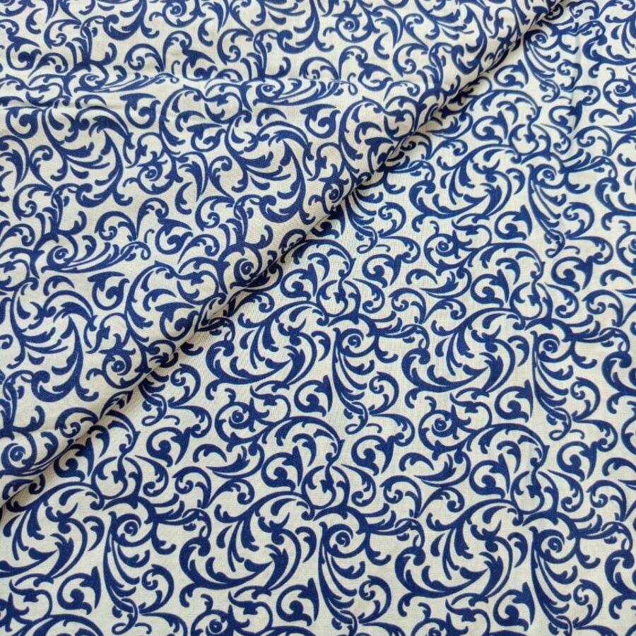 Blue Swirl – 45 Inch Printed Winter Cotton Fabric — unstitched fabric