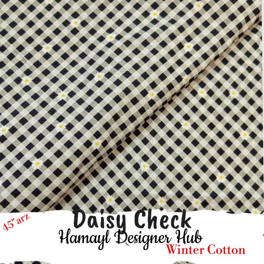 Daisy Check – 45 Inch Printed Winter Cotton Fabric — unstitched fabric