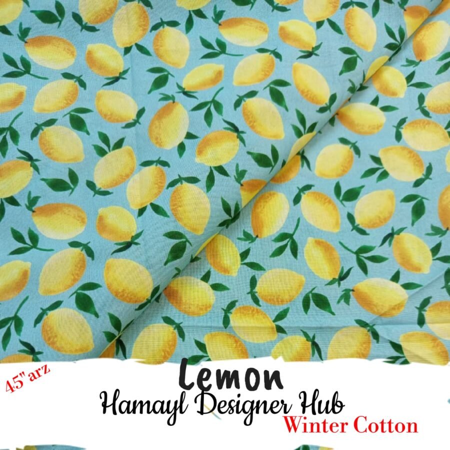 Lemon – printed winter cotton fabric, 45-inch width, unstitched