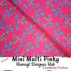Mini Multi Pinky – 55 Inch Floral Printed Corduroy Cotton